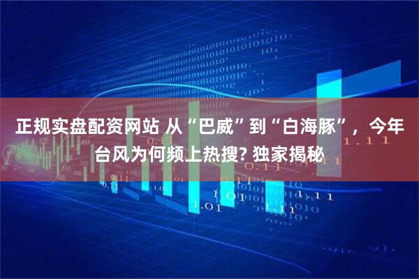 正规实盘配资网站 从“巴威”到“白海豚”，今年台风为何频上热搜? 独家揭秘
